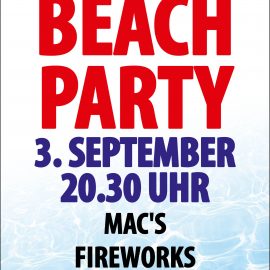 BEACHPARTY  AM  SAMSTAG, 3. September 2016